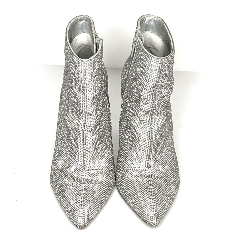 Gianni Bini Rhinestone Stiletto Ankle Boots Pointed Toe Side Zip HeelFLAWED‎